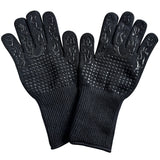 Black Flame Pattern Extreme Heat Resistant BBQ Gloves - 500°C Flame Design Oven Gloves with Non-Slip Silicone Grip