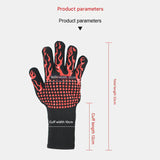 Blue Flame Pattern Extreme Heat Resistant BBQ Gloves - 500°C Flame Design Oven Gloves with Non-Slip Silicone Grip - Close-Up Angle