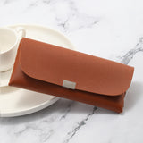 Brown Sleek PU Leather Eyeglass Pouch Set (3-Pack) - Slim Protective Case for Sunglasses