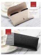 Blue Sleek PU Leather Eyeglass Pouch Set (3-Pack) - Slim Protective Case for Sunglasses