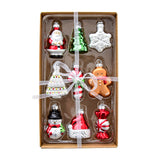 Style B Colorful Whimsical Miniature Glass Christmas Ornament Set - 9pc Retro Holiday Collection - Rear View