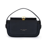 Brown Elegant Top Handle Crossbody Bag - Structured PU Leather Box Purse for Women