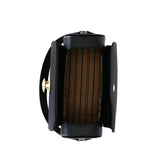 Black Elegant Top Handle Crossbody Bag - Structured PU Leather Box Purse for Women - 45-Degree Angle