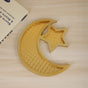 2 Pcs Gold Textured Elegant Celestial Moon & Star Serving Tray - Gold Finish Decorative Platter for Home & Holidays