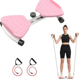 Pink Split Leg & Waist Twister Board - Core Abdominal Trainer with Resistance Bands for Home Fitness - 45-Degree Angle