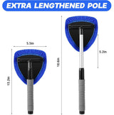 Blue Car Windshield Cleaner Tool, Inside with 4 Reusable and Washable Microfiber Pads and Extendable Handle, Moisture Removal Tool