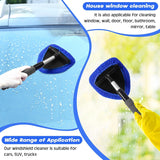Black Car Windshield Cleaner Tool, Inside with 4 Reusable and Washable Microfiber Pads and Extendable Handle, Moisture Removal Tool - 45-Degree Angle