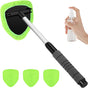 Green Car Windshield Cleaner Tool, Inside with 4 Reusable and Washable Microfiber Pads and Extendable Handle, Moisture Removal Tool