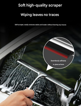 Silver Premium Stainless Steel Shower Squeegee with Adhesive Hook Holder - Streak-Free Blade for Glass Doors, Windows & Mirrors - Side View