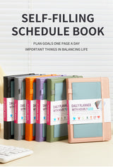Black A5 PU Leather Agenda for Productivity & Time Management-Undated Daily & Hourly Planner Pro - Front View