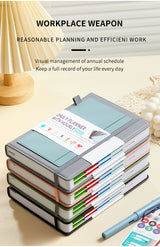 Black A5 PU Leather Agenda for Productivity & Time Management-Undated Daily & Hourly Planner Pro - Side View
