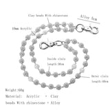 Silver and White Bling Rhinestone Beaded Wallet Chain - Double Layer Hip Hop Trouser Chain Jean Accessory(60g） - Front View