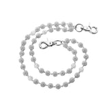 Silver and White Bling Rhinestone Beaded Wallet Chain - Double Layer Hip Hop Trouser Chain Jean Accessory(60g） - Top-Down View