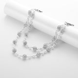 Silver and White Bling Rhinestone Beaded Wallet Chain - Double Layer Hip Hop Trouser Chain Jean Accessory(55g） - Side View