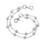 Silver and White Bling Rhinestone Beaded Wallet Chain - Double Layer Hip Hop Trouser Chain Jean Accessory(55g）