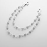 Silver and White Bling Rhinestone Beaded Wallet Chain - Double Layer Hip Hop Trouser Chain Jean Accessory(72g） - Side View