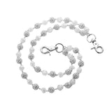 Silver and White Bling Rhinestone Beaded Wallet Chain - Double Layer Hip Hop Trouser Chain Jean Accessory(72g） - Top-Down View