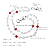 Red and White Bling Rhinestone Beaded Wallet Chain - Double Layer Hip Hop Trouser Chain Jean Accessory(45g）