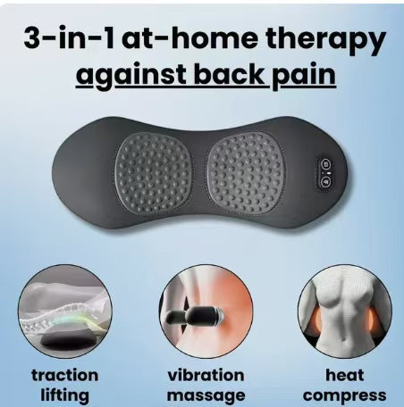 Dark Grey 3-in-1 Heated Back Stretcher with Vibration Massage & Traction Lift — Memory Foam Lumbar Support, image 2