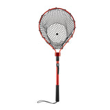 Red High Strength Large Landing Net - Fishing Net with Foldable Handle and Soft Rubber Netting, Dip Net for Fishing, Ideal for Boat, Pier, River Angling