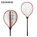Red High Strength Large Landing Net - Fishing Net with Long Foldable Handle and Soft Rubber Netting, Dip Net for Fishing, Ideal for Boat, Pier, River Angling