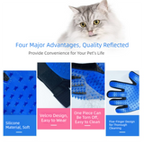 3 Pairs Blue Pet Grooming Gloves for Dogs & Cats - Deshedding, Bathing & Massage Brush - Front View