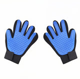3 Pairs Blue Pet Grooming Gloves for Dogs & Cats - Deshedding, Bathing & Massage Brush - 45-Degree Angle
