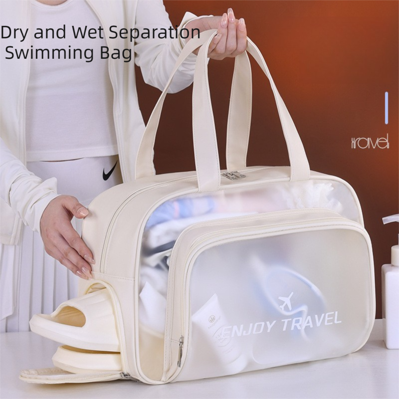Green Waterproof Wet Dry Separation Travel Bag - Gym, Beach, Swim, Sports Tote with Shoe Compartment(Filming props are not included)