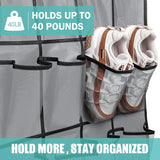 White Over the Door Shoe Organizer with 24 Mesh Pockets - Space Saving Hanging Storage for Shoes, Accessories, Pantry - Rear View