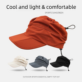 Black Foldable Packable Visor Cap for Women, Quick Dry Outdoor Running Sport Sun Protection Hat - Front View