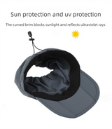 Black Foldable Packable Visor Cap for Women, Quick Dry Outdoor Running Sport Sun Protection Hat
