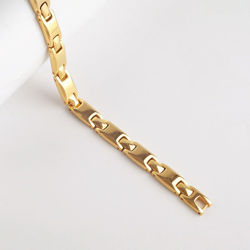 Silver Women's Titanium Steel Magnetic Bracelet with Negative Ions and Germanium Elements
