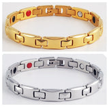 Silver Women's Titanium Steel Magnetic Bracelet with Negative Ions and Germanium Elements - Top-Down View