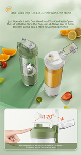 Green Portable Automatic Rechargeable Blender Wireless Juicer Mini Ice Crusher for Smoothies & Shakes - 45-Degree Angle