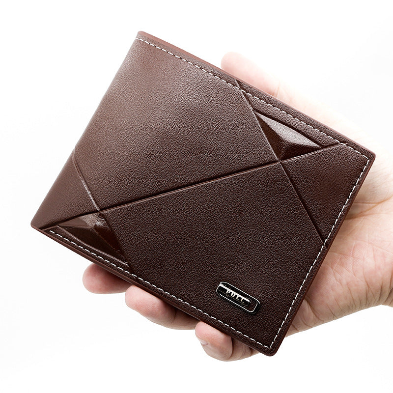 Brown Men's PU Leather Bifold Wallet - Slim Short Design with Zipper Coin Pocket - Multi Card Slots and ID Window for Everyday Use