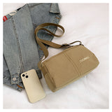 Khaki Women's Lightweight Nylon Crossbody Bag - Multi-Layer Shoulder Purse with Adjustable Strap for Casual Travel and Daily Use - Front View