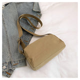 Khaki Women's Lightweight Nylon Crossbody Bag - Multi-Layer Shoulder Purse with Adjustable Strap for Casual Travel and Daily Use - Top-Down View