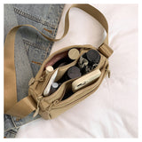 Khaki Women's Lightweight Nylon Crossbody Bag - Multi-Layer Shoulder Purse with Adjustable Strap for Casual Travel and Daily Use - 45-Degree Angle