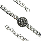 Silver Style 7 Men's Stainless Steel Curb Chain Bracelet - Retro Punk Hip Hop Style with Round Medallion Charm - Durable 26cm Streetwear Jewellery