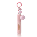 Pink 3 Pack Plush Perfume Atomiser Keychain - 5ml Portable Refillable Spray Bottle with Pom Pom Bag Charm
