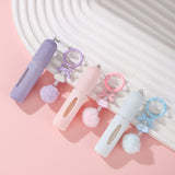 Blue 3 Pack Plush Perfume Atomiser Keychain - 5ml Portable Refillable Spray Bottle with Pom Pom Bag Charm - Front View