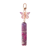 Purple 3 Pcs Portable 5ml Perfume Atomiser Keychain - Refillable Floral Spray Bottle with Butterfly Charm for Travel & Handbag