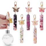 Purple 3 Pcs Portable 5ml Perfume Atomiser Keychain - Refillable Floral Spray Bottle with Butterfly Charm for Travel & Handbag - Side View