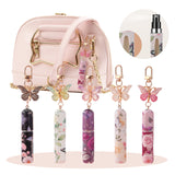 Light Green 3 Pcs Portable 5ml Perfume Atomiser Keychain - Refillable Floral Spray Bottle with Butterfly Charm for Travel & Handbag - Front View