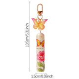 Light Green 3 Pcs Portable 5ml Perfume Atomiser Keychain - Refillable Floral Spray Bottle with Butterfly Charm for Travel & Handbag