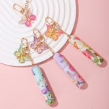 Light Green 3 Pcs Portable 5ml Perfume Atomiser Keychain - Refillable Floral Spray Bottle with Butterfly Charm for Travel & Handbag - 45-Degree Angle