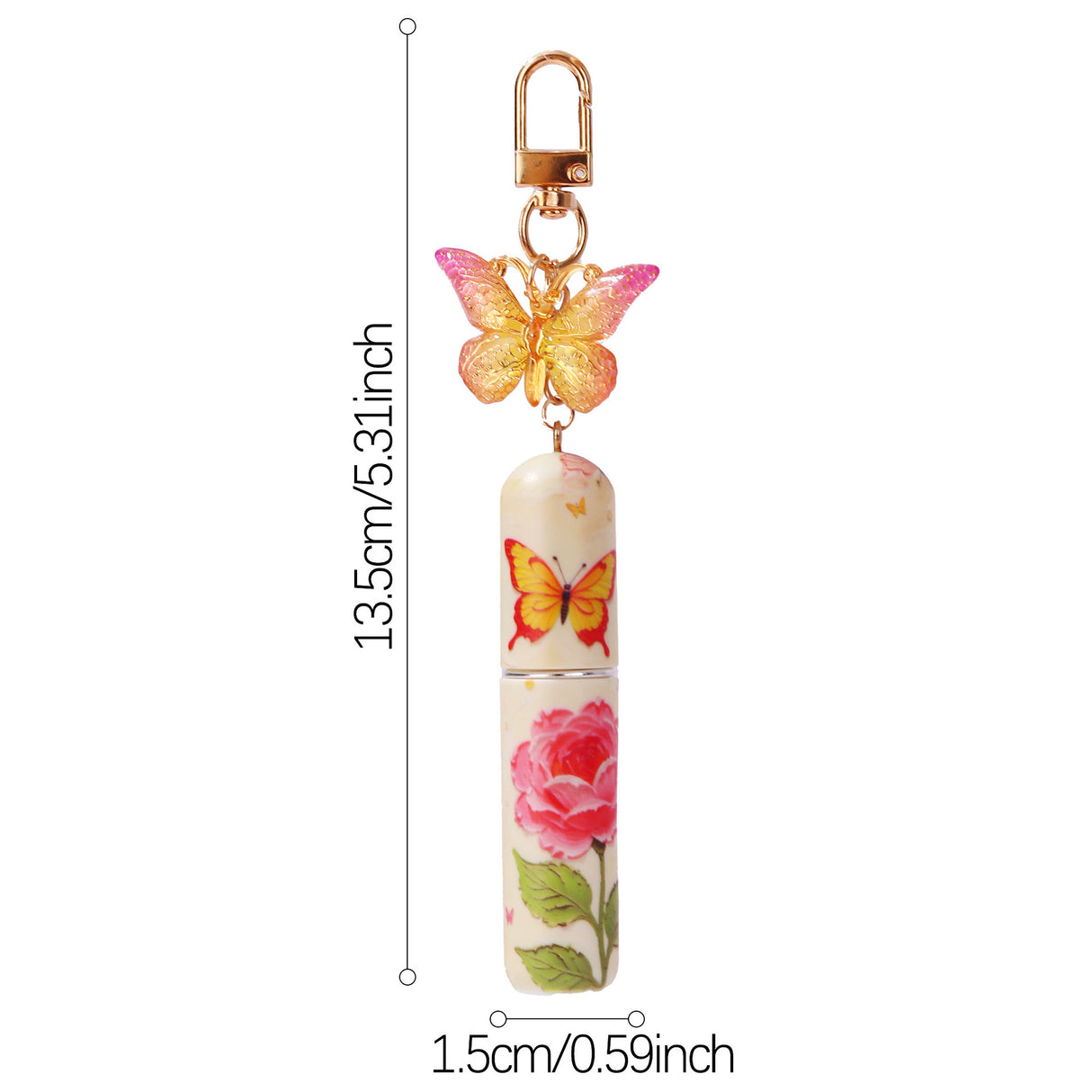 Random Color 3 Pcs Portable 5ml Perfume Atomiser Keychain - Refillable Floral Spray Bottle with Butterfly Charm for Travel & Handbag