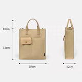 Black Unisex Canvas Tote Bag - Structured Vertical Shoulder Satchel with Front Pocket - Lightweight Crossbody for Work, Uni & Daily Commute - 45-Degree Angle