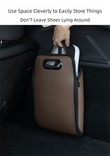 Black Premium Car Under-Seat Shoe Organiser Box - PVC Leather Storage Case with Anti-Slip Velcro Fixation - Space Saving Vehicle Interior Solution