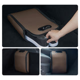 Black Premium Car Under-Seat Shoe Organiser Box - PVC Leather Storage Case with Anti-Slip Velcro Fixation - Space Saving Vehicle Interior Solution - Close-Up Angle